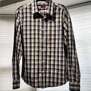 UNTUCKit Men's Navy and White Plaid Shirt